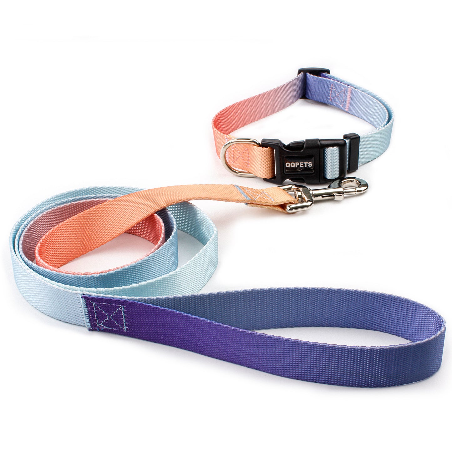 Pawptastic Pet Dog Collar Leash Gradient Solid Color